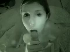 In the middle of the night, my naughty girlfriend uses a point-of-view camera to suck my penis.